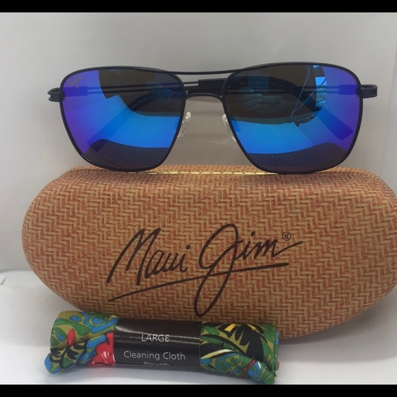 BNIB Maui Jim Polarized sunglass Black/Blue Mirror lenses - Picture 2 of 8